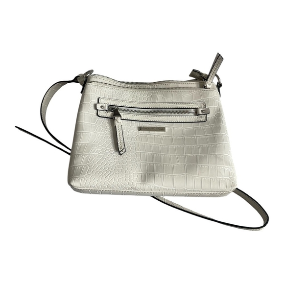 DANA BUCHMAN Off White Croco Leather Bag Small Shoulder Bag Womens Crossbody Bag - Picture 6 of 10